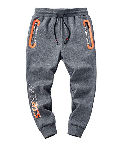 YOUNGSOUL Jungen Jogginghose Gefütterte Sporthosen Kinder Thermo Hose Sweathose Grau 104-110/Größe 110 von YOUNGSOUL