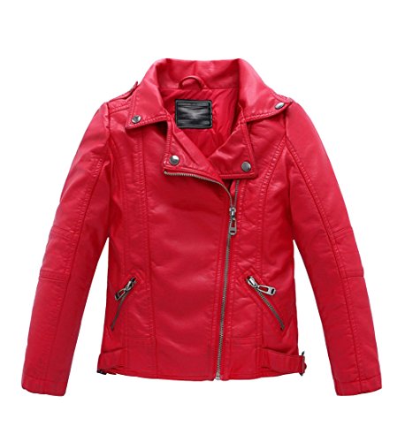 YOUNGSOUL Jungen Mädchen Lederjacke Kinder Kragen Motorrad Bikerjacke aus Kunstleder Frühjahr Herbst Rot 152(11-12 Jahre) / Größe 150 YOUNGSOUL Jungen Mädchen Lederjacke Kinder Kragen Motorrad Bikerjacke aus Kunstleder Frühjahr Herbst Rot 152(11-12 Jahre) / Größe 150 von YOUNGSOUL