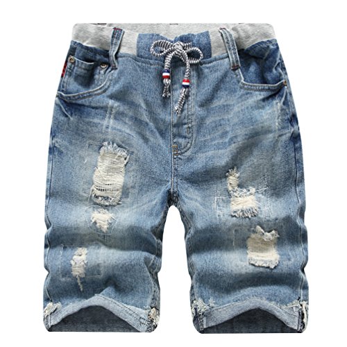 YOUNGSOUL Jungen Shorts Bermuda Jeans Shorts Kinder Sommer Cargo Kurze Hose 134-140 Distressed Denim von YOUNGSOUL