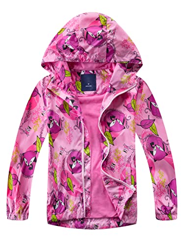 YOUNGSOUL Mädchen Regenjacke Gemustert Übergangsjacke Kinder Jacke Wind und Wasserdicht Frühling Sommer Outdoorjacke mit Kapuze Rot DE: 122 (Herstellergröße 120) von YOUNGSOUL