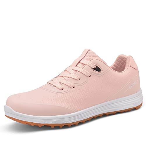 Herren Golfschuhe Outdoor Atmungsaktive wasserdichte rutschfeste verschleißfeste Gummisohle Golfschuhe Mesh Obermaterial Rosa EU 46 von Youngtie