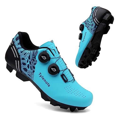 Herren Mountainbike Schuhe Damen MTB Professionelle Mountain Radfahren Schuhe Outdoor Sport Schuhe Kompatibel SPD Radfahren Schuhe Blau EU 40 von Youngtie