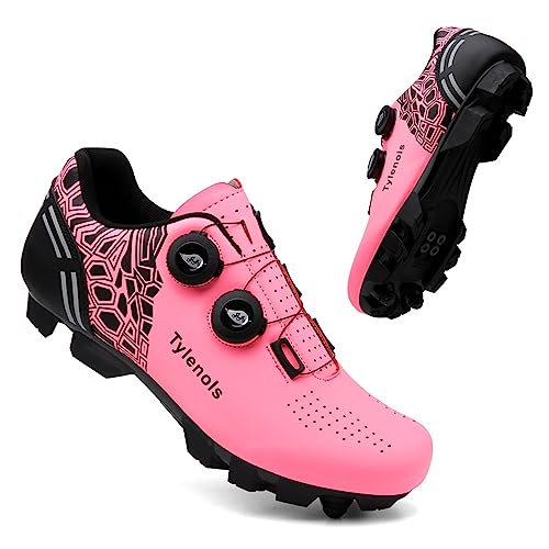 Herren Mountainbike Schuhe Damen MTB Professionelle Mountain Radfahren Schuhe Outdoor Sport Schuhe Kompatibel SPD Radfahren Schuhe Rosa EU 40 von Youngtie