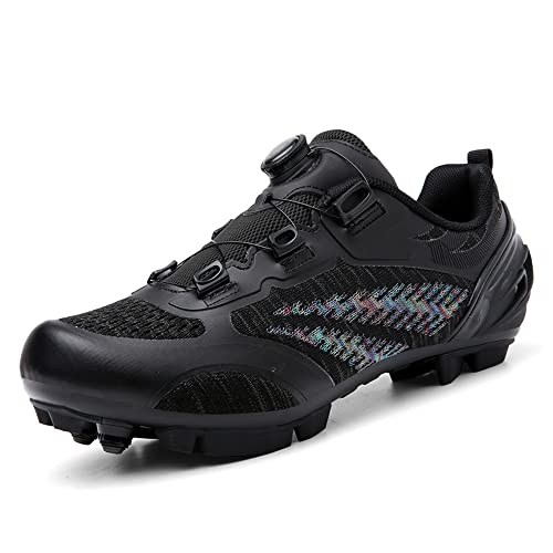 Herren Mountainbike Schuhe SPD Damen Radfahren Schuhe Outdoor MTB Schuhe Kompatibel Radfahren Schuhe Schwarz EU 45 von Youngtie