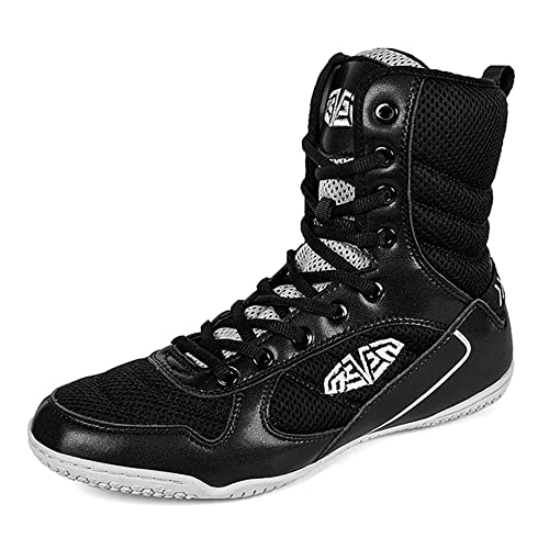 Youngtie Herren Boxschuhe Pro Wrestling Schuhe Fitness Training Boxstiefel für Herren Schwarz EU 43 von Youngtie