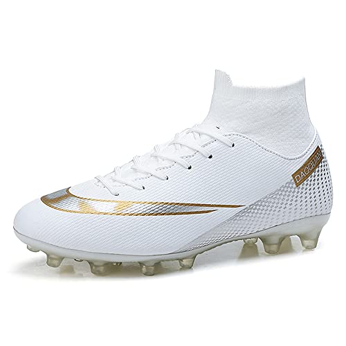 Youngtie Herren Fußballschuhe Spikes Outdoor Wettkampftraining Professionelle Sportschuhe Fußballschuhe Jungen Sportschuhe Weiß 245 von Youngtie