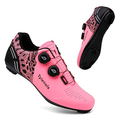 Youngtie Herren Rennrad Schuhe Damen Professionelle Rennrad Schuhe Outdoor Sport Schuhe Kompatibel SPD-L Cleats Fahrradschuhe Rosa EU 44 von Youngtie