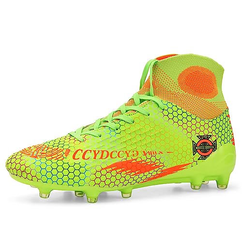 Youngtie Jungen Fußballschuhe Komfort Outdoor wasserdichte Trainingsschuhe Pro Fußball Sneaker Mädchen Fußball AG Spikes Fußballschuhe Grün EU 38 von Youngtie