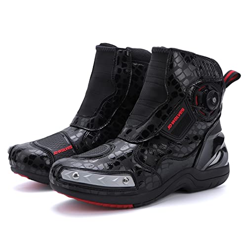 Youngtie Motorrad Schuhe Combat Boots Racing Sport Bikes Mid Ankle Outdoor Arbeitsschuhe für Männer Leuchtendes Schwarz EU 46 von Youngtie