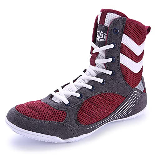 Youngtie Ringerschuhe für Herren Boxschuhe Sportschuhe für Damen Profi-Fitnesstraining Boxstiefel für Damen und Herren Rot EU 42 von Youngtie