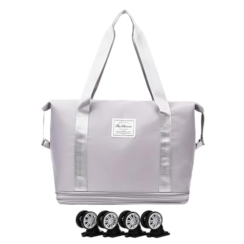 Faltbare Reisetasche Mit Rollen, Erweiterbar Reisetasche Handgepäck Mit Abnehmbar Rollen Damen Sporttasche Wasserdicht Travel Bag Duffle Bag, Trainingstasche Für Damen Herren Weekender Gym Travel Bag von Youngwier