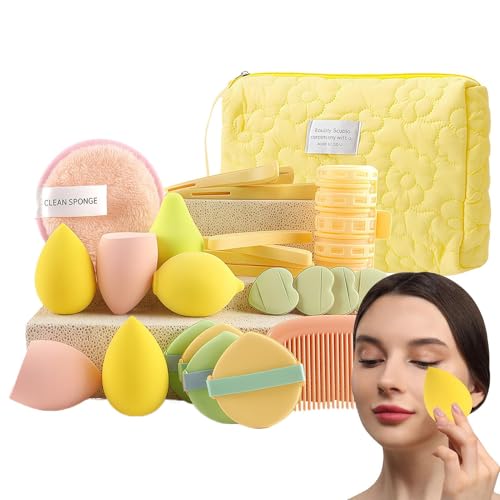 Professionelles Schmink Set Komplettset,Puderquasten Kosmetik Zubehör Kit 24 Teile | Anfängerfreundliche Stylische Tragetasche Tragbare Aufbewahrung Für Frauen von Youngwier