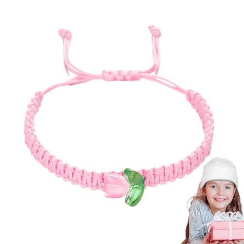 Youngwier Blumenarmband, handgefertigtes gewebtes Stoffarmband - Tulpen-String-Armbänder,Verstellbares handgefertigtes Boho-Armband für Frauen, Teenager von Youngwier