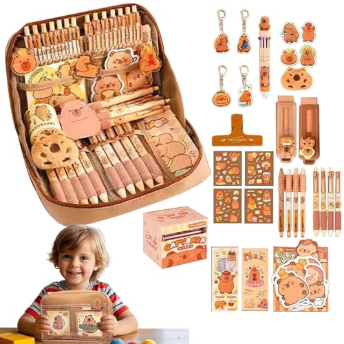 Youngwier Capybara Bleistifte | Capybara Schulbedarf,Süße Deko 12 Fächer Accessoiretasche Mit Großem Hauptfach Für Frauen Mädchen Büro Geburtstag Abschluss von Youngwier