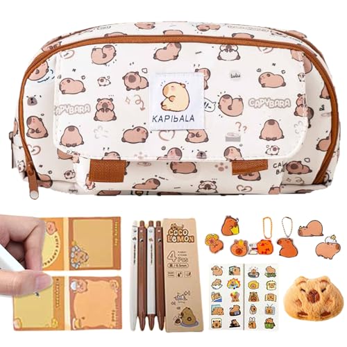 Youngwier Capybara Federmäppchen,Großes Fassungsvermögen Schreibzeugtasche | Verschleißfeste Schreibwaren Mit Großer Öffnung Für Lehrer, Schüler, Jugendliche & Kinder Abschluss von Youngwier