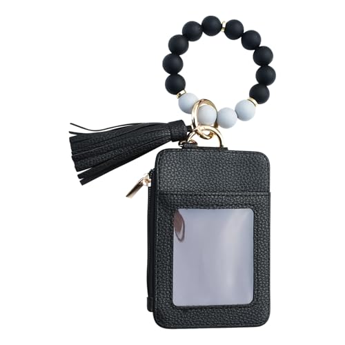 Youngwier Geldbörse mit Schlüsselanhänger und Handgelenkband - Armbandtasche mit perlenbesetzter Quaste,Münzbörse für Reise Hochzeit Party Urlaub,Party Verabredung Geburtstag Feiertag Urlaub Einkaufen von Youngwier