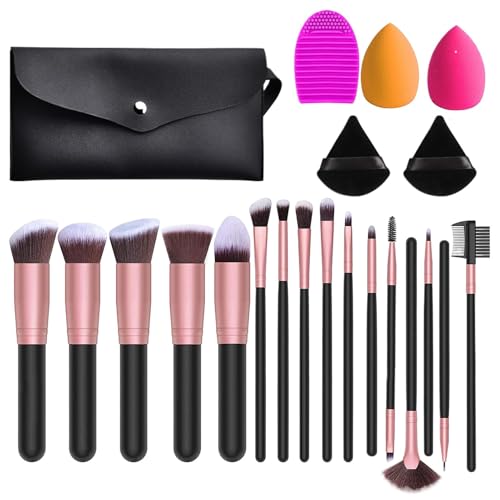 Youngwier Kosmetikpinsel-Set,Kosmetikpinsel-Set,20-teiliges Make-up-Pinsel- und Schwämme-Set - Professionelles und anfängerfreundliches Make-up-Werkzeugset für Damen und Mädchen von Youngwier