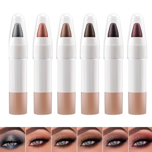 Youngwier Lidschattenstöcke, Lidschattensticks - Pencil Lidschatten | 6 Schimmer Glitzer Highlighter Farben Langwärme cremige Kosmetik für Make-up von Youngwier