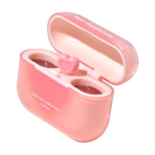 Youngwier Lipgloss für Mädchen, feuchtigkeitsspendender Lipgloss,Doppelte Glitzer-Lippenglasur - Earbuds Case Formed Lip Gloss Tint, Lippenstiftbalsam mit herzförmigem Applikator, langlebig für die von Youngwier