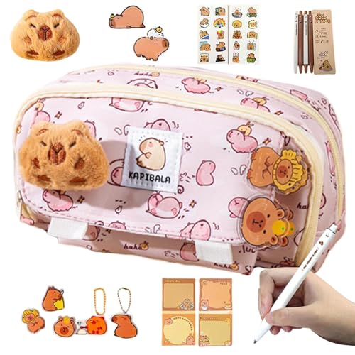 Youngwier Niedliches Capybara Federmäppchen - Großes Fassungsvermögen Schreibzeugtasche - Verschleißfeste Schreibwaren Mit Großer Öffnung Für Lehrer, Schüler, Jugendliche & Kinder Abschluss von Youngwier