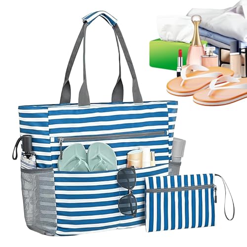 Youngwier Strandtasche | Wasserdichte Schultertasche,Organizer Sanddicht Faltbare Tasche Mit Platz Für Urlaub Wasserflaschen Sonnenbrille Pool Frauen Ausflug Boot Reisen von Youngwier