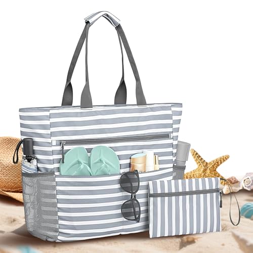 Youngwier Wasserdichte Strandtasche | Wasserdichte Schultertasche | Organizer Sanddicht Faltbare Tasche Mit Platz Für Urlaub Wasserflaschen Sonnenbrille Pool Frauen Ausflug Boot Reisen von Youngwier