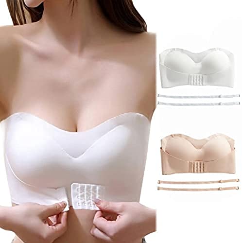 2er-Pack BH für Tiefen Rückenausschnitt Damen Push Up Rückenfreier Spitzen BH für Sommer Kleider Ohne Bügel Tief V-Ausschnitt Bustier Rücken-BH Sexy U-förmiger Lifting-BH Komfort Bralette von Youning