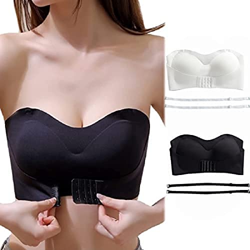 2er-Pack BH für Tiefen Rückenausschnitt Damen Push Up Rückenfreier Spitzen BH für Sommer Kleider Ohne Bügel Tief V-Ausschnitt Bustier Rücken-BH Sexy U-förmiger Lifting-BH Komfort Bralette von Youning