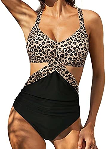 Damen Badeanzug Wickel Push Up Bademode Cut Out Einteilige Badeanzug Damen Sexy V Ausschnitt Badeanzüge Schwimmanzug Raffung Zierausschnitten Bauchweg Strandmode Swimsuit Elegant Einteiliger Bikini von Youning