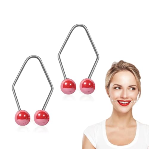 Grübchen Macher Damen Mädchen Natürlich Grübchen Macher Wangen Dimple Maker Smile Gesichtstrainer Edelstahl Grübchen Trainer Grübchen Macher Perlen für Schlafen Arbeiten Lesen Lernen (Rot) von Youning