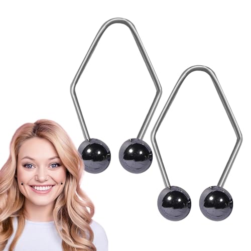 Grübchen Macher Damen Mädchen Natürlich Grübchen Macher Wangen Dimple Maker Smile Gesichtstrainer Edelstahl Grübchen Trainer Grübchen Macher Perlen für Schlafen Arbeiten Lesen Lernen (Schwarz) von Youning