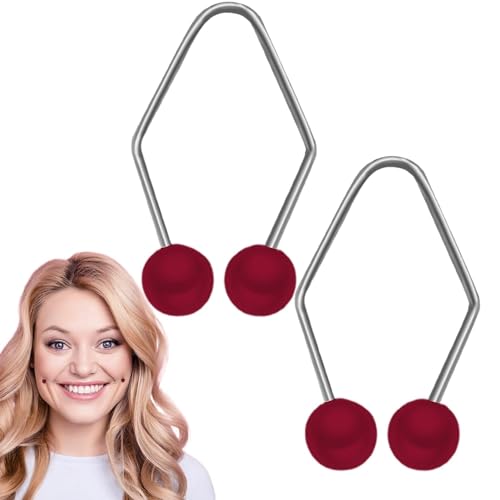 Grübchen Macher Damen Mädchen Natürlich Grübchen Macher Wangen Dimple Maker Smile Gesichtstrainer Edelstahl Grübchen Trainer Grübchen Macher Perlen für Schlafen Arbeiten Lesen Lernen (Weinrot) von Youning