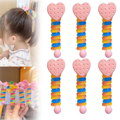 Telefonkabel Haarbänder 6 Stück Telefonkabel Haargummi Damen Mädchen Bunte Telefonkabel-Haarbänder für Kinder Spiral Haargummis für Pferdeschwanz-Zöpfe Colorful Telephone Wire Hair Bands (E) von Youning