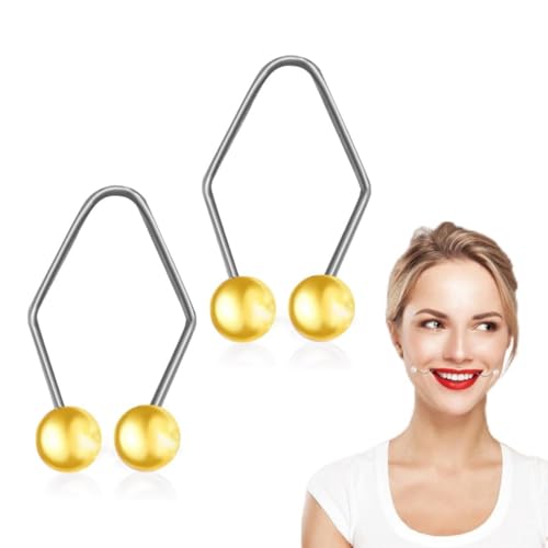 Youning 2 Stück Natürlich Grübchen Macher für Wangen Grübchen Macher Gesicht Grübchen Macher Perlen Dimple Maker Grübchen Trainer für Damen Mädchen Smile Gesichtstrainer (Golden) von Youning