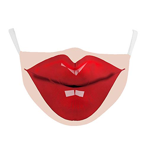 Youning 3D Mundschutz Multifunktionstuch Damen Herren Clown Ugly Lustig Lippen 3D Mund und Nasenschutz Waschbar Wiederverwendbar Mundschutz mit Motiv Weihnachten (Einheitsgröße, B4-1FS) von Youning