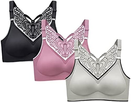 Youning 3er Pack Damen Sport Yoga BH mit Schmetterling Rücken Damen Ohne Bügel Push up Sport Bra Top Set Gepolstert Bustier Yoga Sport Bralette Racerback Sexy Unterwäsche Sport-BHS für Damen von Youning