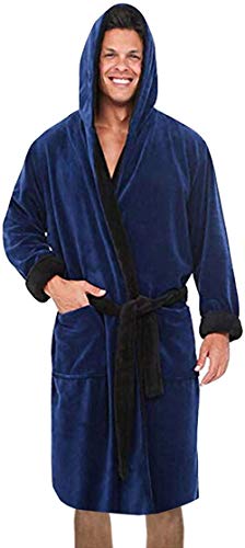 Youning Bademantel Herren Winter verlängert Plüsch Schal Bademantel Bademantel Herren Mit Kaputze Bademantel Herren Frottee Home Kleidung Langarm Robe Mantel Hochwertiger von Youning