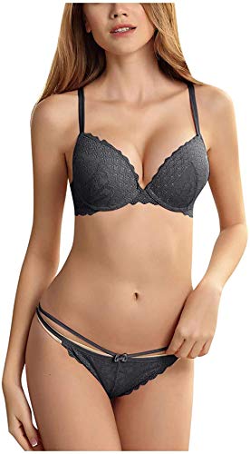 Youning Damen Elegant BH Set Damen Sexy Dessous-Set Bügel BH Spitze Push-Up Slip Unterwäsche V Push-Up Spitze BH Bra Büstenhalter Bügel-BH & Spitze Slip Panty Lingerie Dessous Set von Youning