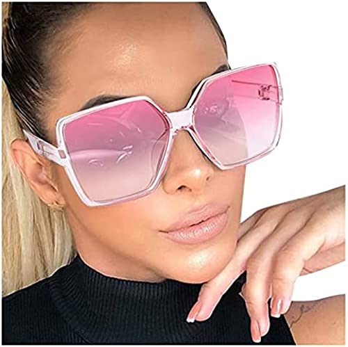 Youning Damen Herren Vintage Retro Groß Sonnenbrille Quadratische Durchsichtige Sonnenbrille Outdoor Brille UV400 Schutz Polarisierte Sonnenbrille für Unisex Gradient Lens Eyewear Sunglasses von Youning