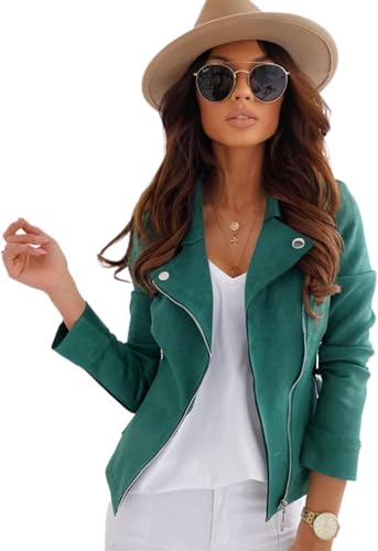 Youning Damen Jacke Kurz Übergangsjacke Moto Bikerjacke Herbst Frühling Leicht Jacken Sommerjacke Reverskragen Langarm Boyfriend Kurze Mantel mit Reißverschluss Youning Damen Jacke Kurz Übergangsjacke Moto Bikerjacke Herbst Frühling Leicht Jacken Sommerjacke Reverskragen Langarm Boyfriend Kurze Mantel mit Reißverschluss von Youning