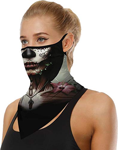 Youning Dreieckschal Halstuch Mundschutz 3D Druck Unisex Design für Damen Herren Multifunktionstuch Mundschutz Weihnachten Weihnachtsmann Schneemann Bandana Kopftuch von Youning