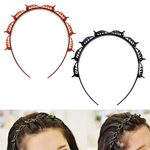 Youning Frisurenhilfe Haarreif mit Klammern, Unisex Metall Stirnband Haarbänder Haarreifen Haarnadeln Friseurbedarf, Haarbänder für Frauen,Stirnbänder Haarhalter Haarschmuck Haarband (2PCS) von Youning