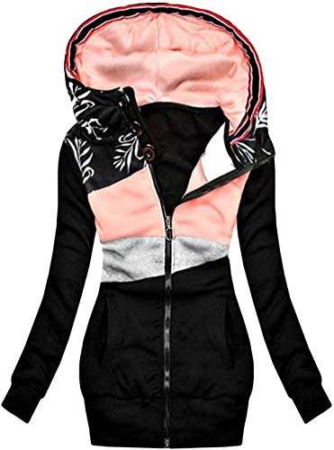 Youning Jacke Damen Sweatjacke Kapuzenjacke Hoodie mit Kapuze Reißverschluss Slim Herbst Winter Winddichte Lang Mantel Übergangsjacke Wintermantel Langärmliges Sweatshirt von Youning