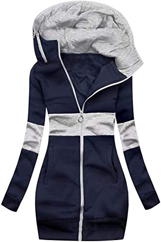 Youning Jacke Damen Sweatjacke Kapuzenjacke Hoodie mit Kapuze Reißverschluss Slim Herbst Winter Winddichte Lang Mantel Übergangsjacke Wintermantel Langärmliges Sweatshirt von Youning
