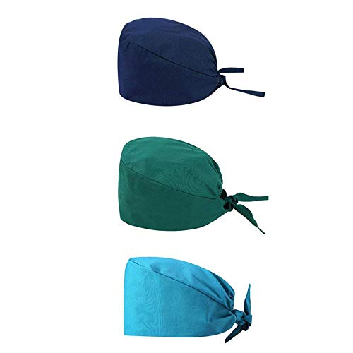 Youning Kosmetikerin Arbeitskappe Peelingkappen 3 Stücke Schrubben Kappe Haube Multifunktional Kopftuch Frauen Turban Baumwolle Headwear Head Wraps Kopfbedeckung von Youning