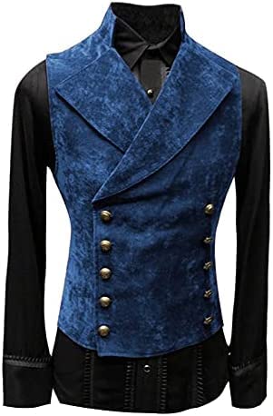 Youning Mittelalter Kleidung Herren Steampunk Weste Männlich Viktorianische Renaissance Gothic Retro Vintage Ärmellos Mantel Halloween Party Festival Karneval Cosplay Kostüm von Youning