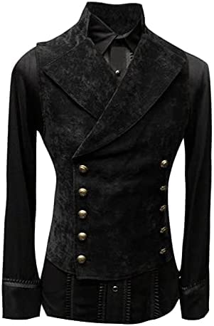 Youning Mittelalter Kleidung Herren Steampunk Weste Männlich Viktorianische Renaissance Gothic Retro Vintage Ärmellos Mantel Halloween Party Festival Karneval Cosplay Kostüm von Youning