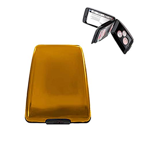 Youning RFID Sichere EIN und Auszahlungen Geldbörse Kreditkartenhüllen für Herren Geldklammer Multifunktions Anti-Diebstahl Geldbörse Unisex Aluminium Brieftasche (Gold) von Youning