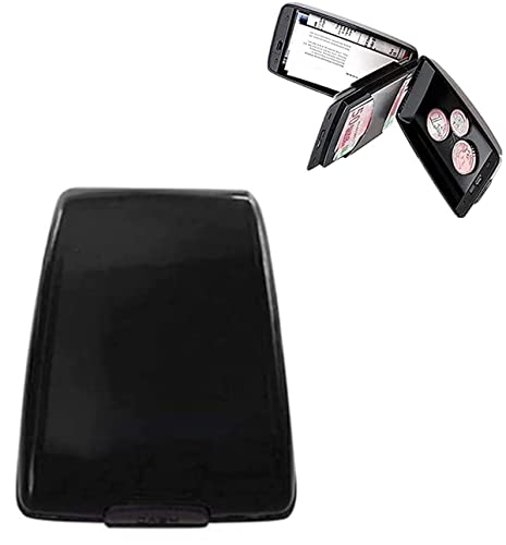 Youning RFID Sichere EIN und Auszahlungen Geldbörse Kreditkartenhüllen für Herren Geldklammer Multifunktions Anti-Diebstahl Geldbörse Unisex Aluminium Brieftasche (Schwarz) von Youning