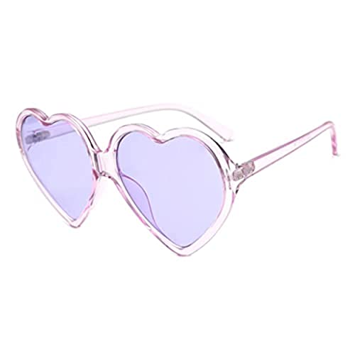 Youning Sonnenbrille Damen Vintage Große Rahmen Herz Sonnenbrille UV-Brille Hippi Brille Frauen Retro Vintage Brille Nachtsichtbrille Eyewear Travel Sonnenbrillen Damenbrillen (Violett) von Youning